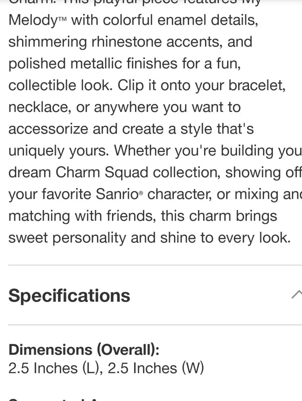 FAO Schwarz X Sanrio My Melody Charm